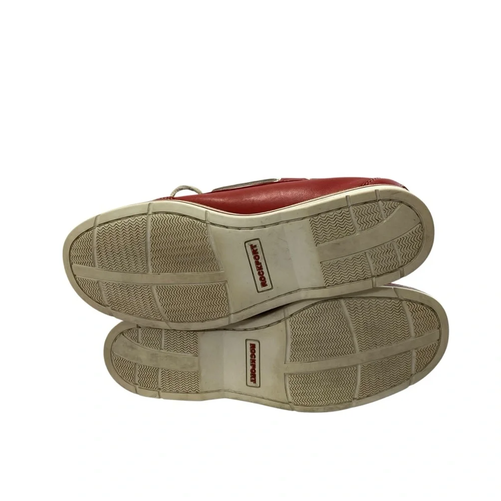 Rockport Premium Leather Heritage Boat Nautical Deck Loafers 11 Red Grandad Core